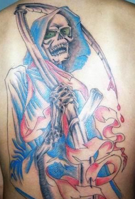 Full color back death tattoo