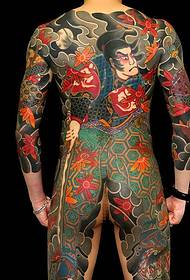 Кілька традиційних японських дизайнів татуювань повного кольору спини