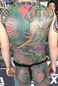 Very domineering full-back color big evil dragon tattoo tattoo