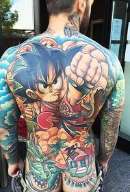 Colorful full back cartoon tattoo pattern