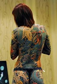 Personality girl full of crazy big evil dragon tattoo pattern