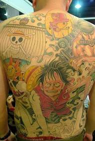 Male full back pirate tattoo pattern