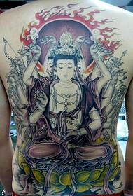 Пълен гръб боядисани хиляди ръка модел Guanyin татуировка