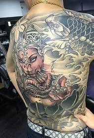 Full-back personality elephant god tattoo picture is very domineering