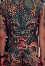 Very wild proud full-back big dragon tattoo pattern