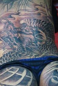 Volta cheia clássico mal dragão tatuagem padrão dominador vazamento lateral
