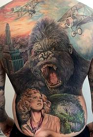 Wzory tatuaży z goryla europejskiego i amerykańskiego z pełnym tyłem