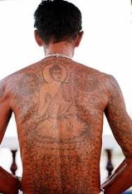 Male back Buddha tattoo pattern