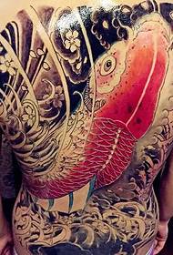 Бизнис шема со тетоважи со целосна боја со голема лигњи расте