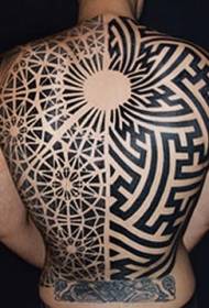 Full back black celtic maze tattoo pattern