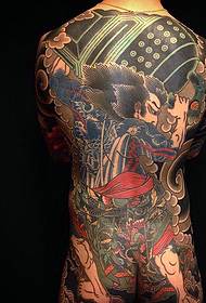 Helt tilbage gammel tatoveringsmønster i traditionel stilfarve