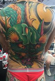 Full-back color big dragon tattoo pattern handsome