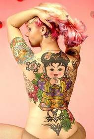 Teljes hátsó kínai baba személyiség tetoválás