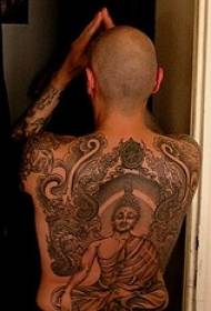 Male full back Buddha tattoo pattern