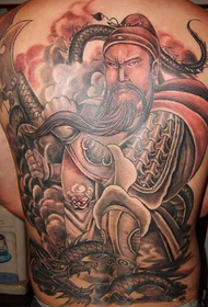 Full back cool Guan Gong and dragon tattoo