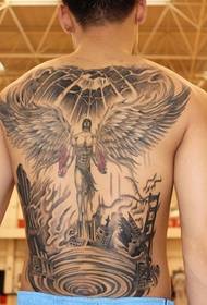 Male domineering angel tattoo
