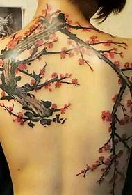 Full-back plum tattoo is so beautiful