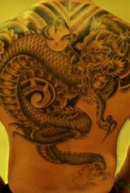 Wonderful dragon and crystal ball tattoo on the back