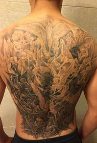 Cool full back angel war tattoo
