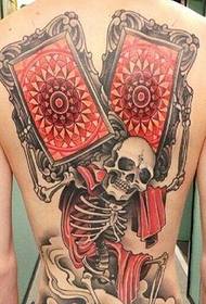 Male full back creative skull tattoo works