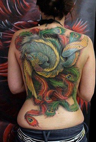 The classic back of the girl’s classic is full of phoenix tattoos