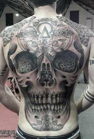 Model de tatuaj craniu spate complet