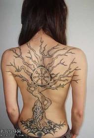 Full back personality tree tattoo pattern