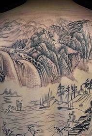Tatuaż krajobrazowy z pełnym tyłem jest również koncepcją artystyczną