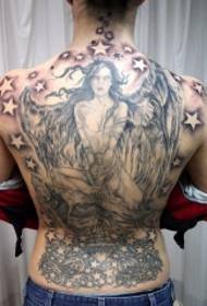 Full-faced angel star tattoo pattern