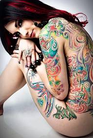 European and American beauty half-length colorful tattoo pattern