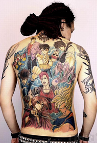 Full back Japanese anime character tattoo pattern