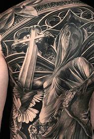 Μεγάλο Θεό επίπεδο ευρωπαϊκή και αμερικανική πλήρη πίσω τοτέμ τατουάζ τατουάζ