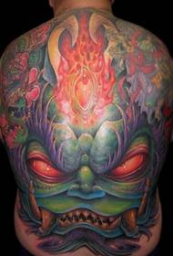 Full-back color big devil head tattoo picture Daquan