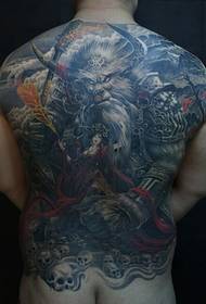 Men's Full Back Devil and Iron Fan Princess Tattoo