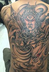 Puno ng lumang tradisyonal na kahanga-hangang pattern ng tattoo ng Erlang god