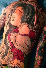 Full back classic Japanese style portrait tattoo