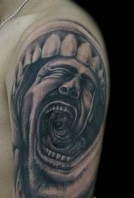Creative Mouth Head Swirl Tattoo