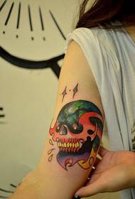colorful starry sky arm tattoo  18553 - flower and compass arm tattoo