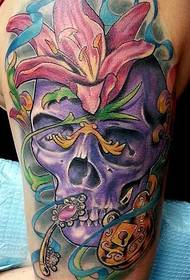 Modèle de tatouage de crâne de couleur de bras