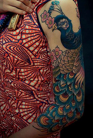 beauty flower arm peacock personality tattoo