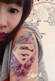 Girls Arm Ink Superman Logo Tattoo Pattern