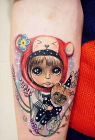 cartoon tattoo on the arm