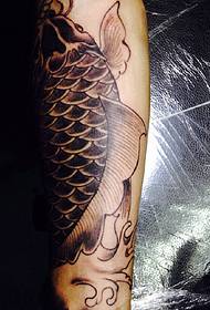 Youthful arm black and white squid tattoo