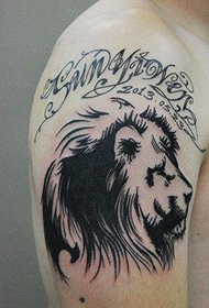 Arm trendy typical totem lion head tattoo pattern