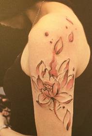 Female Arm Color Lotus Tattoo Pattern