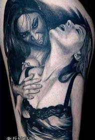 Vampire eating girl blood tattoo pattern