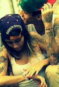 Street Hipster Little Couple Arm Personality Tattoo
