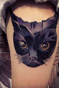 girl arm cat head tattoo pattern