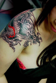 Beauty arm shoulder-shouldered dragon tattoo pattern