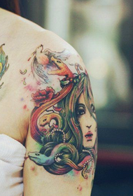 arm color Medusa tattoo pattern